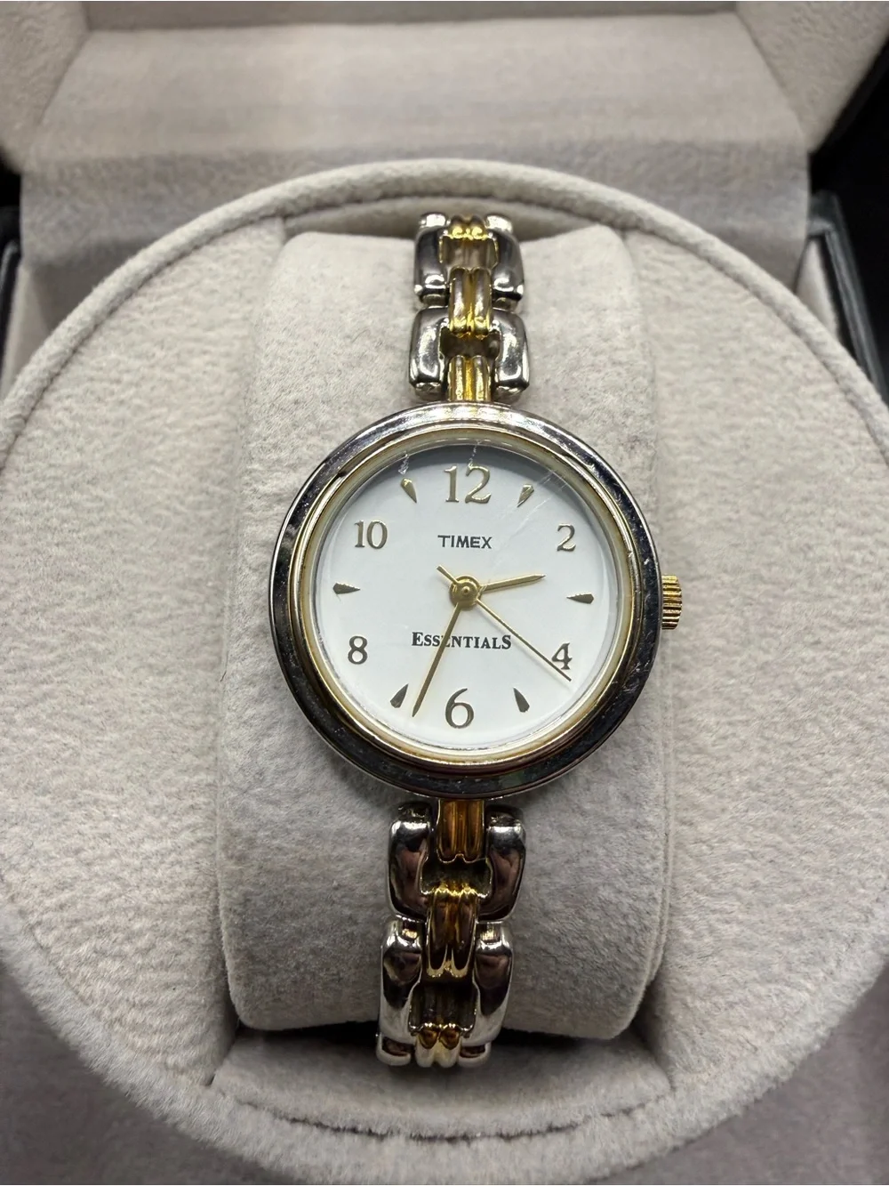 Timex Essentials Ladies Two Tone Watch - White Dial - 23.3mm - Quartz